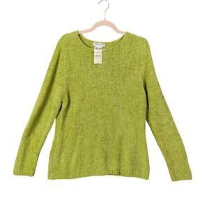 Coldwater Creek Womens Large Green‎ Chenille Cozy Knit Sweater Long Sleeve NEW
